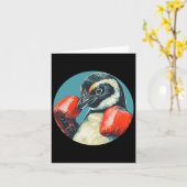 ペンギンおもしろいをボクシング手袋の衣装で見る カード (黄色い花)