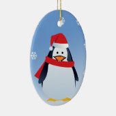 ペンギンおもしろいクリスマスサンタクロースオーナメント セラミックオーナメント (右)