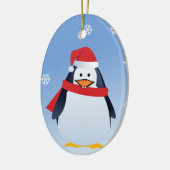 ペンギンおもしろいクリスマスサンタクロースオーナメント セラミックオーナメント (左)