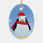 ペンギンおもしろいクリスマスサンタクロースオーナメント セラミックオーナメント (正面)