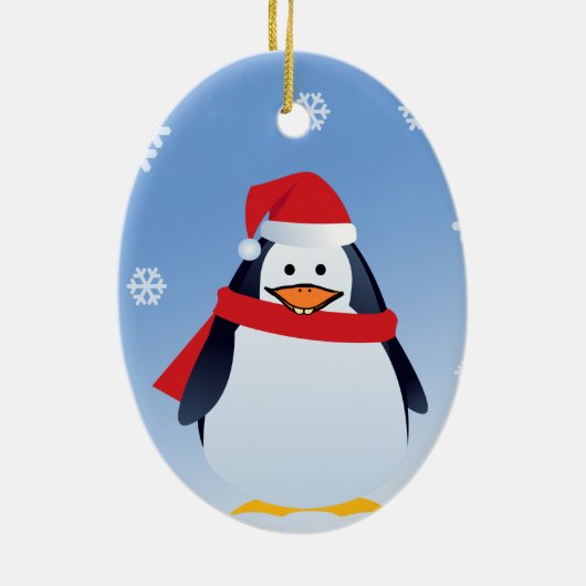 ペンギンおもしろいクリスマスサンタクロースオーナメント セラミックオーナメント (裏面)