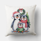 ペンギンおもしろいクリスマスマッチファミリーパジャマ クッション (裏面)