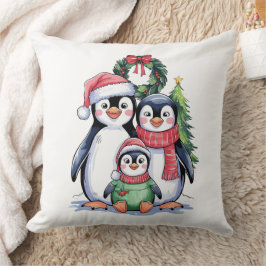 ペンギンおもしろいクリスマスマッチファミリーパジャマ クッション