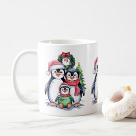 ペンギンおもしろいクリスマスマッチファミリーパジャマ コーヒーマグカップ