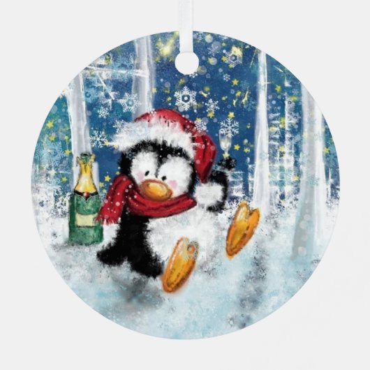 ペンギンおもしろいクリスマス飾り メタルオーナメント (裏面)