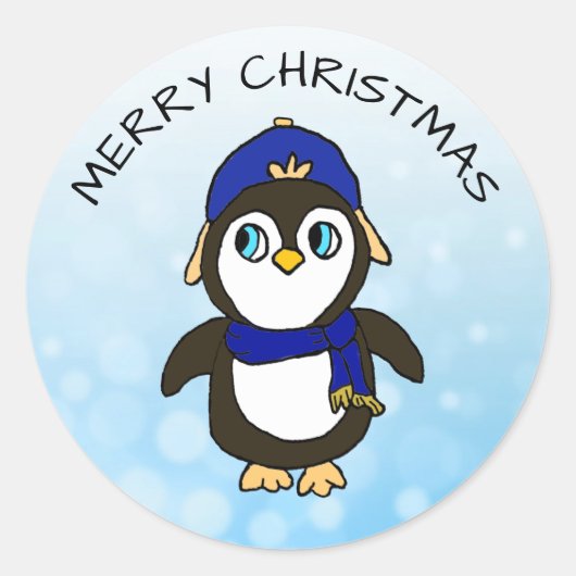 ペンギンおもしろいクリスマス ラウンドシール (正面)