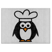 ペンギンおもしろいシェフ漫画のガラス切り盤 カッティングボード (正面)
