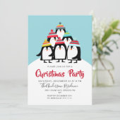 ペンギンおもしろいズクリスマスパーティーホリデー 招待状 (スタンド正面)