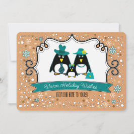 ペンギンおもしろいファミリーのクリスマスフォトカード シーズンカード