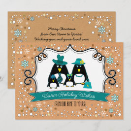 ペンギンおもしろいファミリークリスマスフラットグリーティングカード シーズンカード