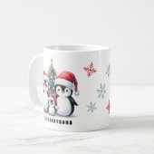 ペンギンおもしろいファミリー名クリスマス コーヒーマグカップ (正面左)