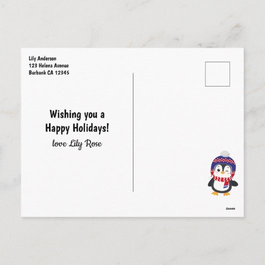 ペンギンおもしろいプンクリスマス シーズンポストカード (裏面)