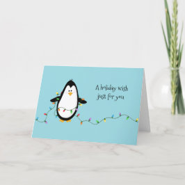 ペンギンおもしろいホリデーライトクリスマスグリーティング シーズンカード