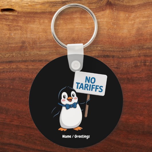 ペンギンおもしろい類の関税撤廃に対する笑わされる抗議 キーホルダー (正面)