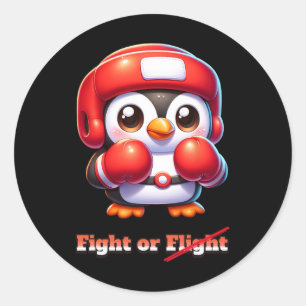 ペンギンおもしろい飛行又は戦闘ボクシングMmaミーム台 ラウンドシール