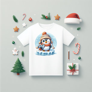 ペンギンおもしろい魚釣り Tシャツ