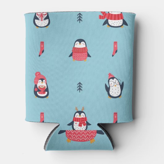 ペンギンおもしろい:ヴィンテージシームレスWhimsy。 缶クーラー (正面)