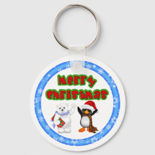 ペンギンおよびくまのクリスマスの願い キーホルダー
