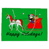 ペンギンおよびそりとのクリスマスのユニコーン ラージペーパーバッグ (裏面)