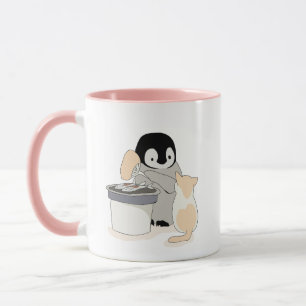 ペンギンおよび猫 マグカップ