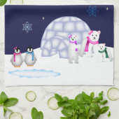 ペンギンおよび白くまタオル キッチンタオル (折り畳み)