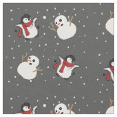 ペンギンおよび雪だるま ファブリック (クローズアップ)