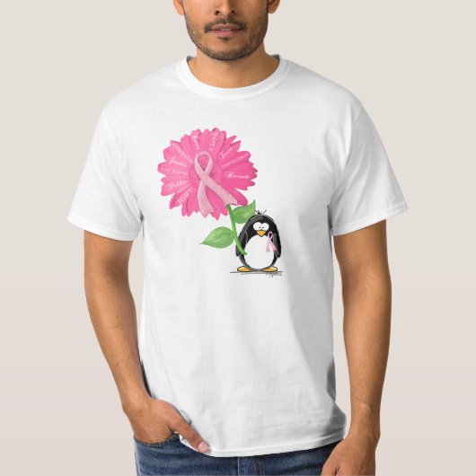 ペンギンおよびdaisy2 pinkRibbonと Tシャツ (正面)