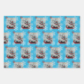 ペンギンお洒落とポーラベアウォーターカラーアート ラッピングペーパーシート (正面)