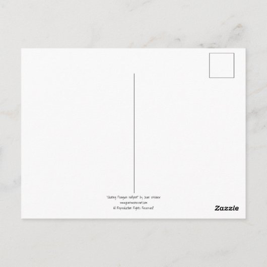 ペンギンお洒落アイススケートで滑るウォーターカラーアート ポストカード (裏面)