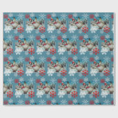 ペンギンお洒落アイススケートで滑るウォーターカラーアート ラッピングペーパー (フラット)