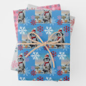 ペンギンお洒落アイス魚釣りウォーターカラーアート ラッピングペーパーシート (インサイチュ)