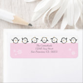 ペンギンお洒落ズホリデー住所 シール（ピンク） ラベル (インサイチュ)