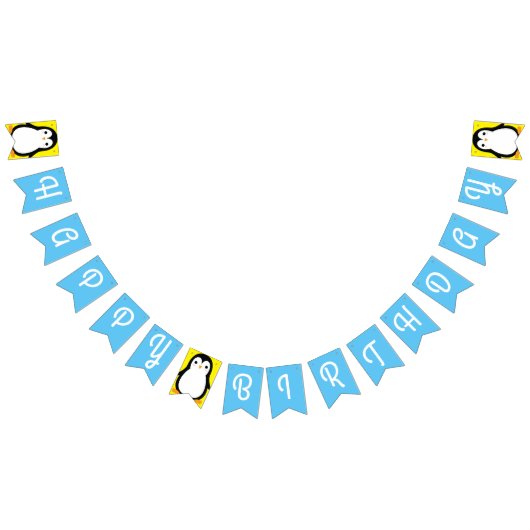 ペンギンかわいい冬のハッピーバースデーバンティングバナー バンティングフラッグ (全)