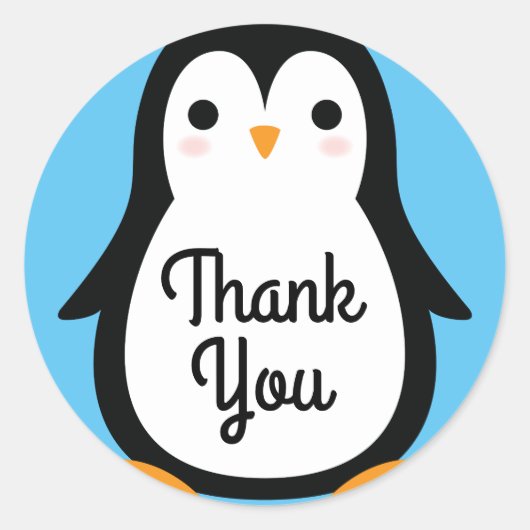 ペンギンかわいい冬の一歳の誕生日ありがとう ラウンドシール (正面)