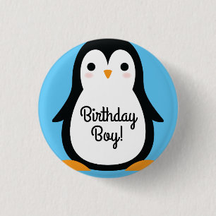 ペンギンかわいい冬の最初の誕生日ボタンピン 缶バッジ
