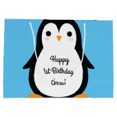 ペンギンかわいい冬の第1誕生日抱き枕 ラージペーパーバッグ (裏面)