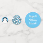 ペンギンかわいい冬1st誕生日パーティーテーブルデコール コンフェッティ (正面)