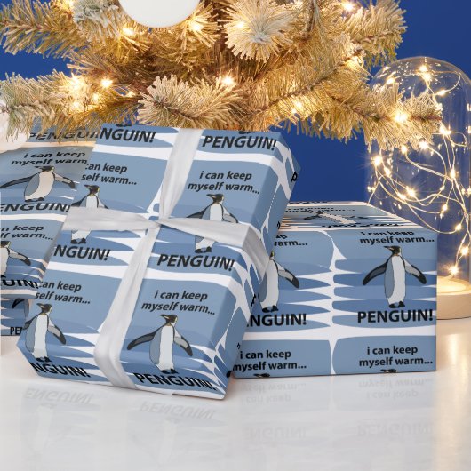 ペンギンかわいい動物おもしろい誕生日 ラッピングペーパー (クリスマス)