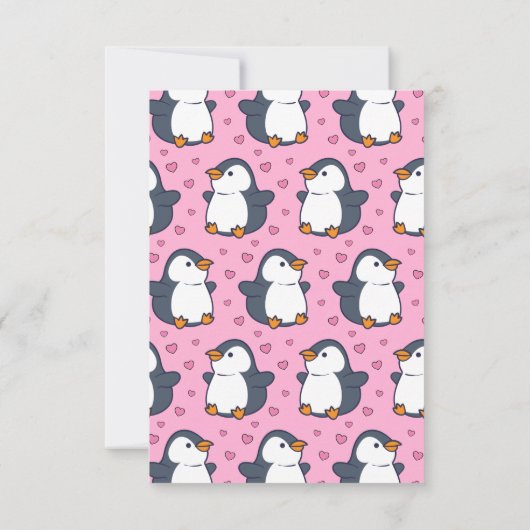 ペンギンかわいい子供たち教室バレンタインデーカード サンキューカード (裏面)