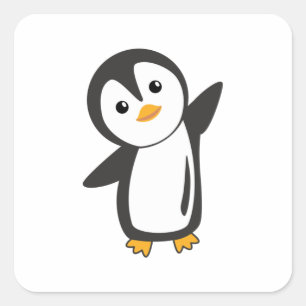 ペンギンかわいい子供へ動物おもしろいの鳥 スクエアシール