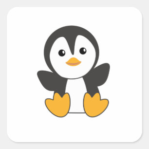 ペンギンかわいい子供へ動物おもしろいの鳥 スクエアシール