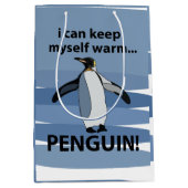 ペンギンかわいい鳥おもしろいの誕生日パーティー ミディアムペーパーバッグ (正面)