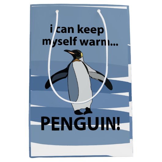 ペンギンかわいい鳥おもしろいの誕生日パーティー ミディアムペーパーバッグ (正面)