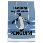 ペンギンかわいい鳥おもしろいの誕生日パーティー ミディアムペーパーバッグ (裏面)