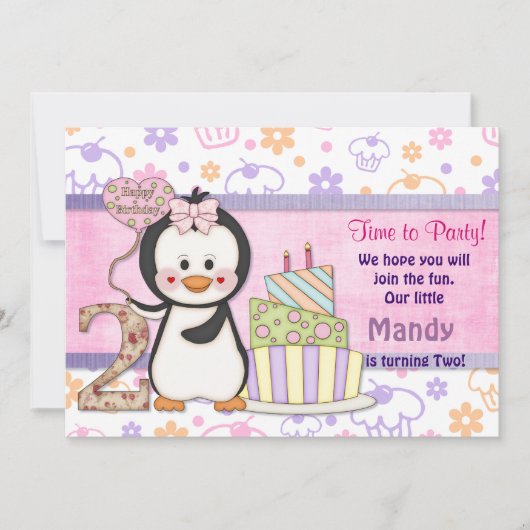 ペンギンかわいこちゃん – ガールセカンド 招待状 (正面)