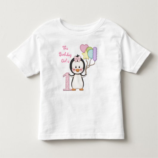 ペンギンかわいこちゃん – ガールファースト誕生日 トドラーTシャツ (正面)