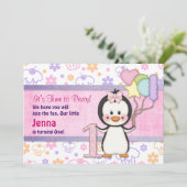 ペンギンかわいこちゃん – ガールファースト誕生日 招待状 (スタンド正面)