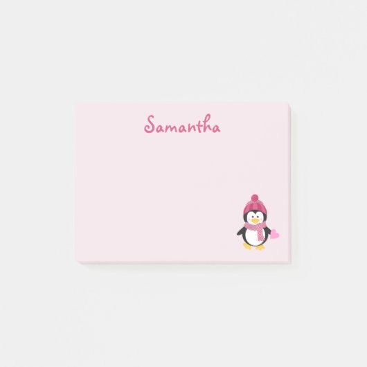 ペンギンかわいらしハート ポストイット (正面)