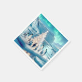 ペンギンがのまわりにクリスマスツリーを集めた スタンダードカクテルナプキン (角)