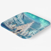 ペンギンがのまわりにクリスマスツリーを集めた ペーパープレート (傾斜あり)